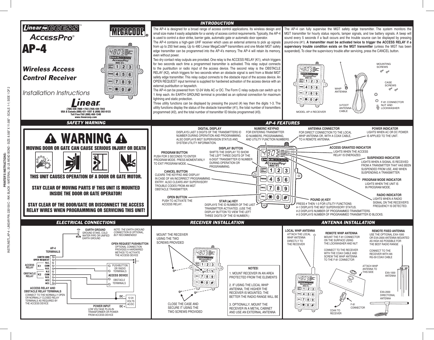 Linear Ap 4 Owners Manual 220159C