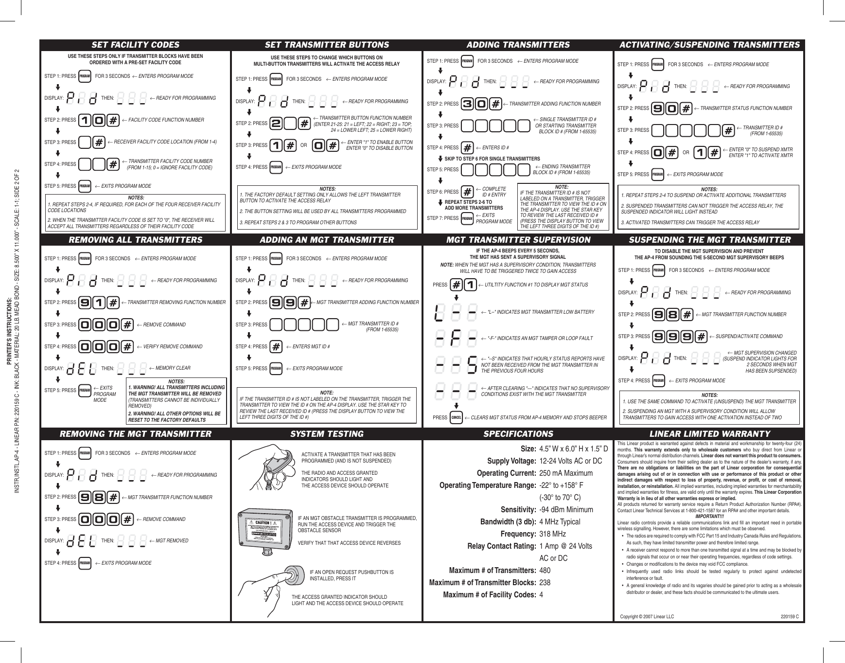 Linear Ap 4 Owners Manual 220159C
