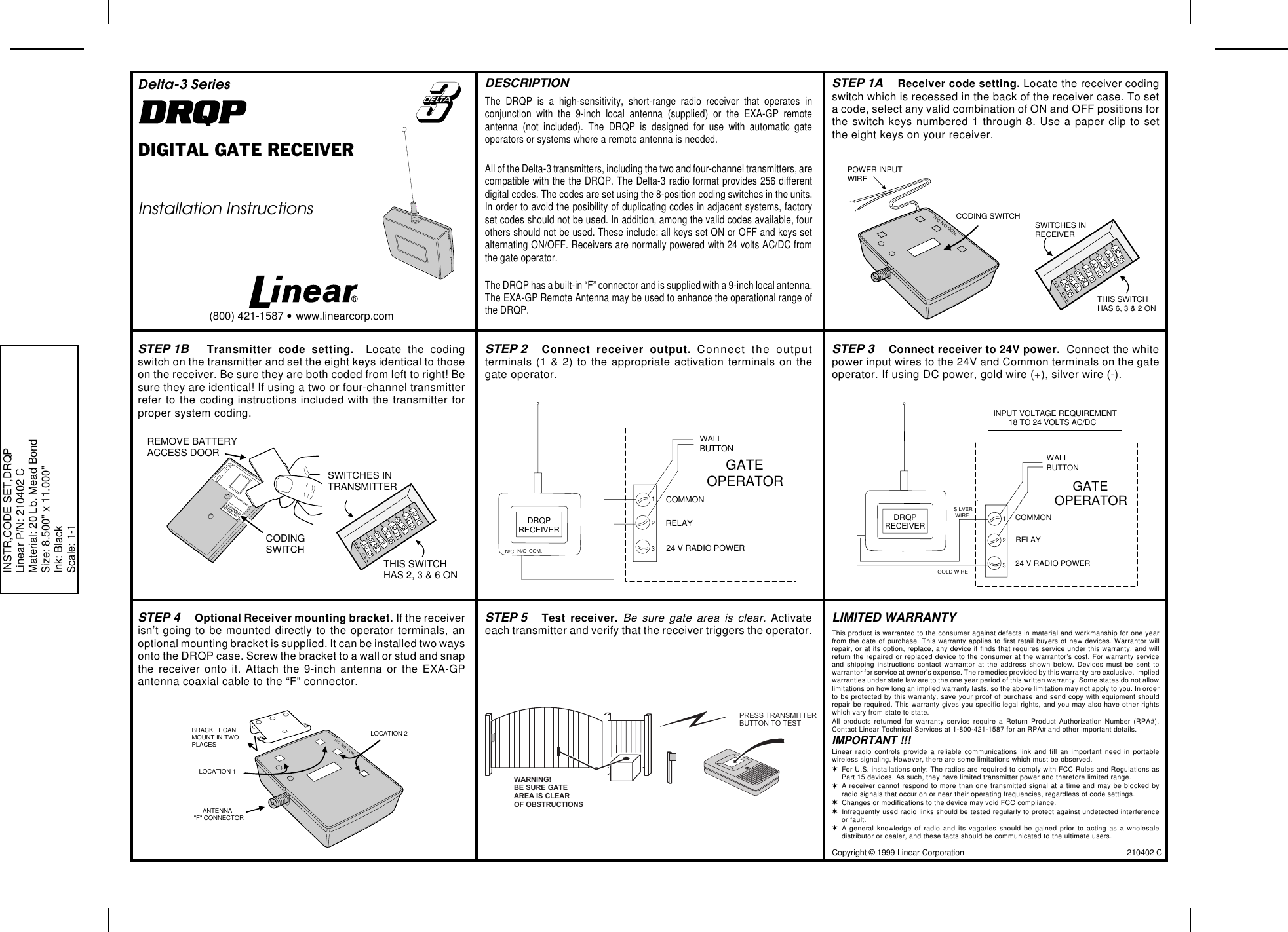 Page 1 of 1 - Linear Linear-Drqp-1-Channel-Gate-Receiver-Quick-Start-Guide Ventura - 210402C.CHP