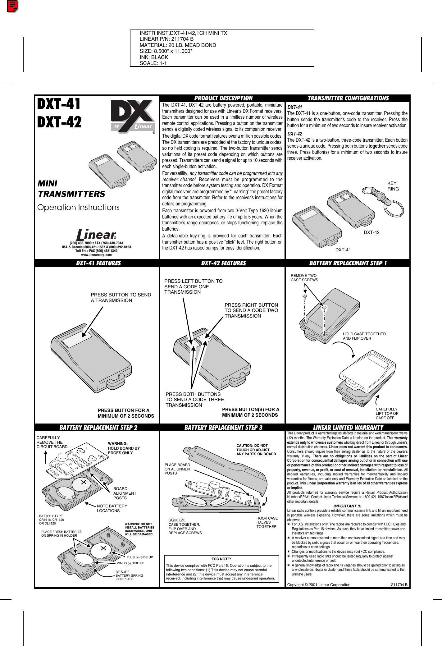 Page 1 of 1 - Linear Linear-Dxt-41-Users-Manual- Ventura - 211704B.CHP  Linear-dxt-41-users-manual
