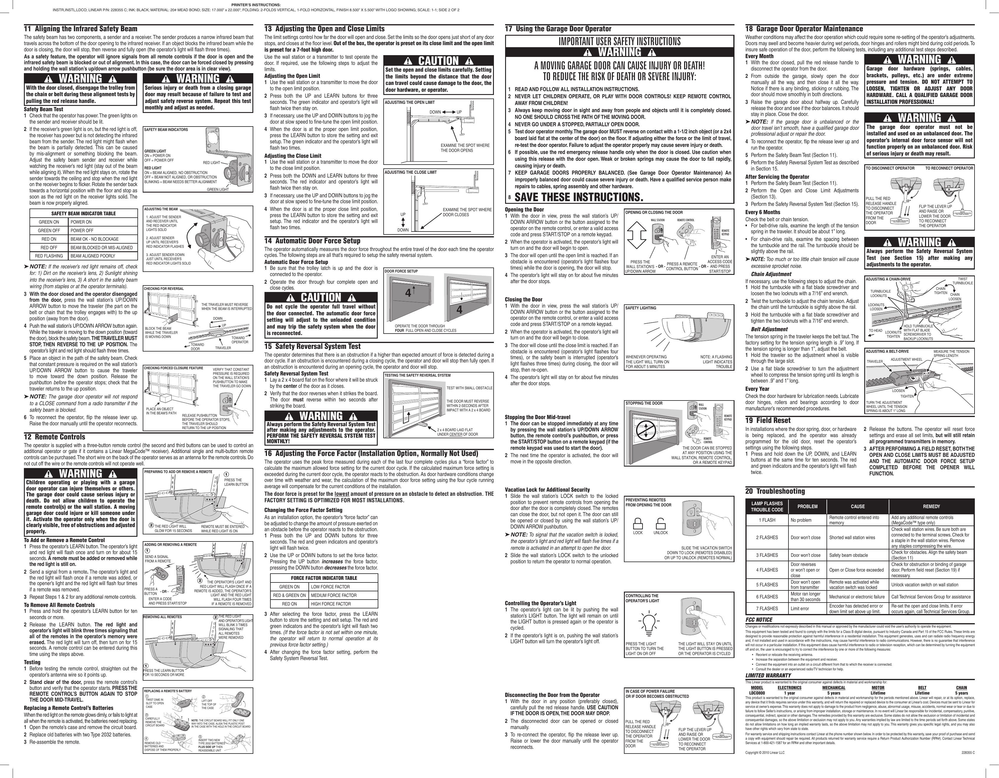 Linear Ldco800 Users Manual 228355C