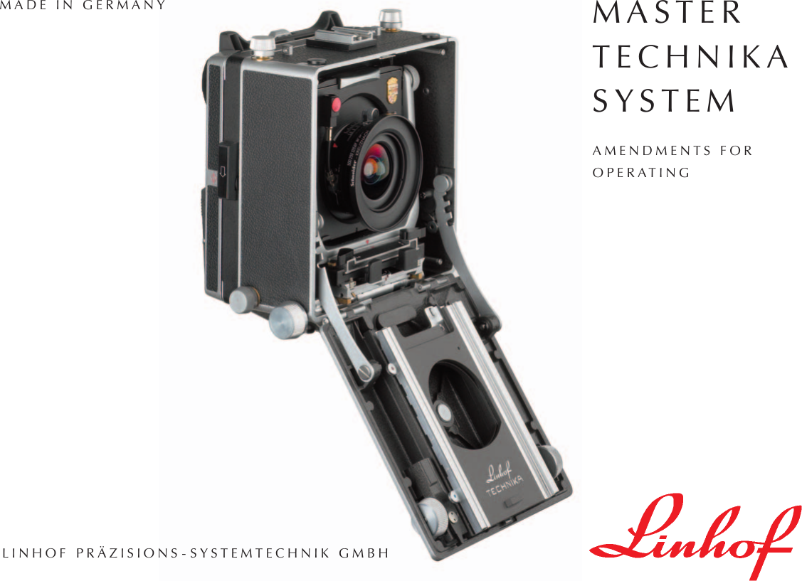 Page 1 of 4 - Linhof Linhof-Master-Technika-3000-Amendments-For-Operating- +GA Erg.nzg MT 3000 06/A5-engl  Linhof-master-technika-3000-amendments-for-operating