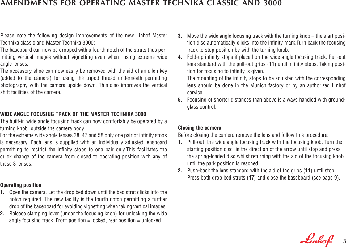 Page 3 of 4 - Linhof Linhof-Master-Technika-3000-Amendments-For-Operating- +GA Erg.nzg MT 3000 06/A5-engl  Linhof-master-technika-3000-amendments-for-operating