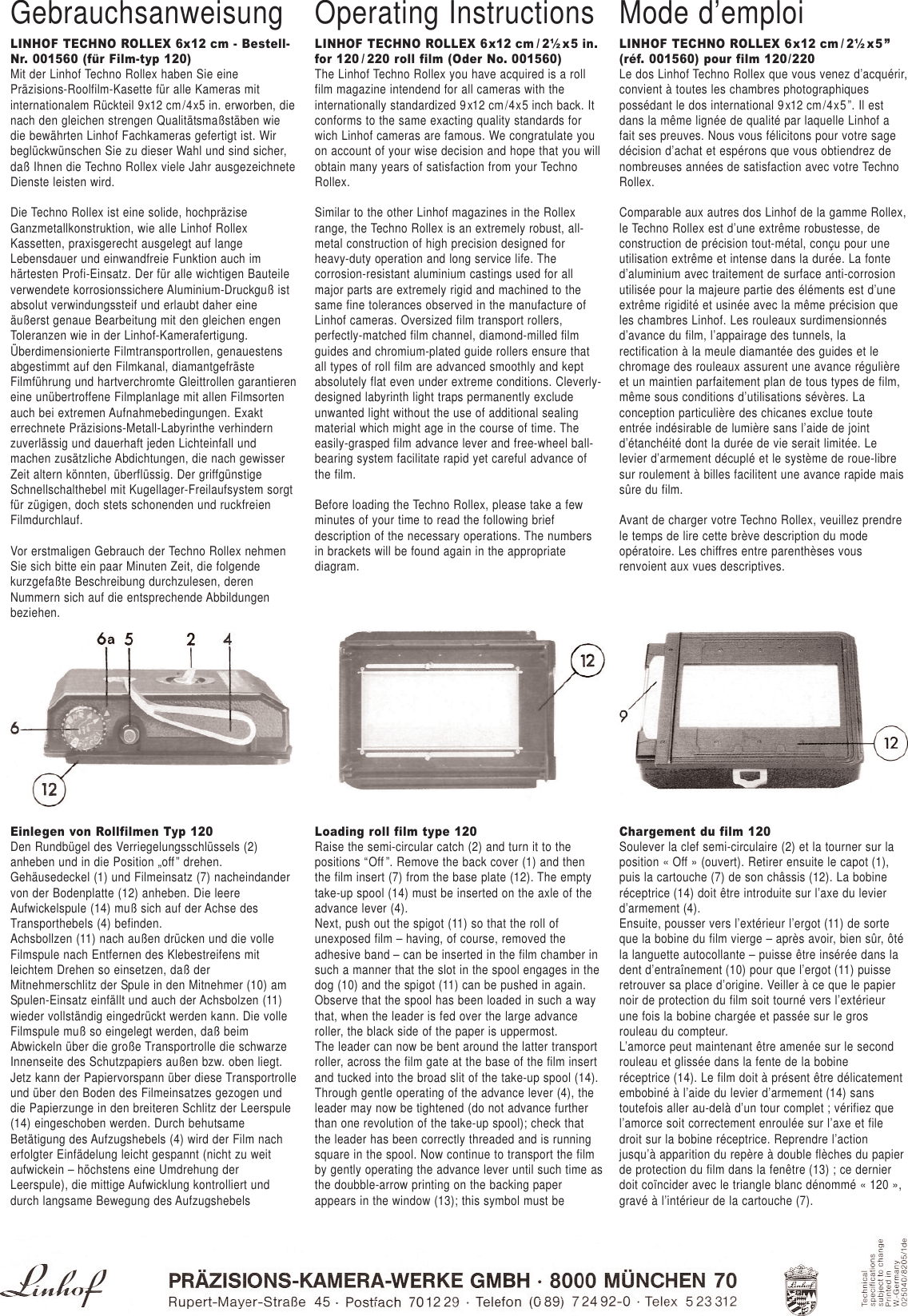 Page 2 of 3 - Linhof Linhof-Techno-Rollex-6X12-Instruction-Manual- Linhof_Techno_Rollex_6x12.qxp  Linhof-techno-rollex-6x12-instruction-manual