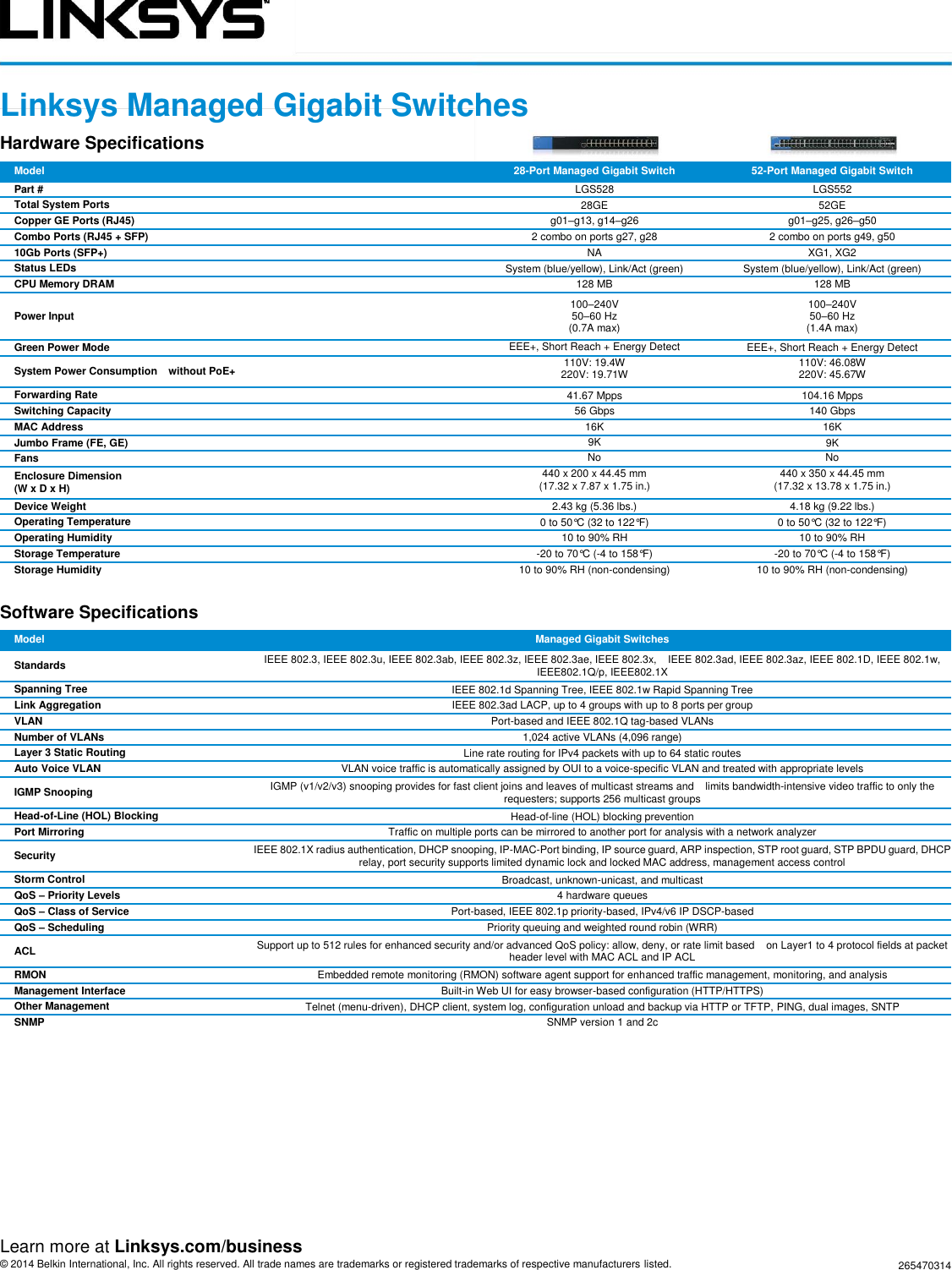 Page 2 of 2 - 26547 Linksys Port Managed Gigabit Switches DS PROD