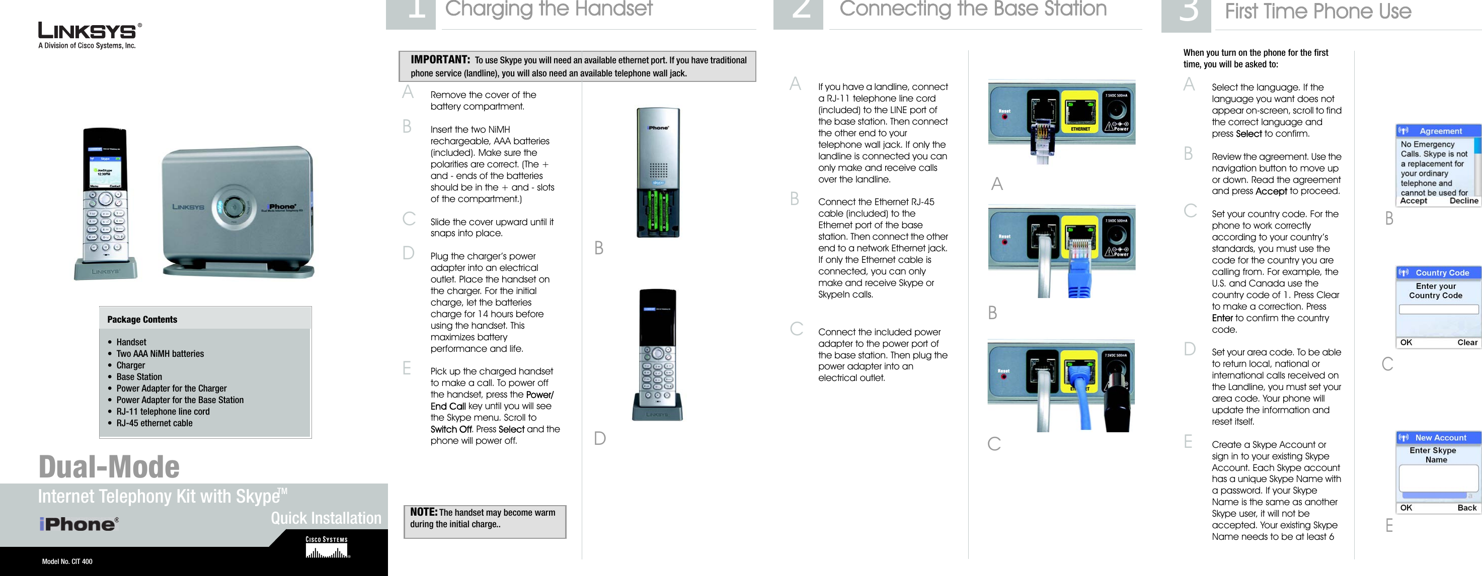 Page 1 of 2 - Linksys Linksys-Cit400-Quick-Start-Guide CIT400-QI-61213 A