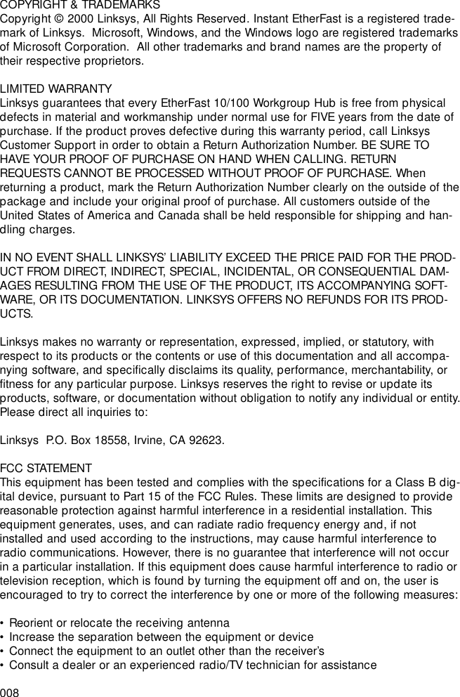 Page 2 of 8 - Linksys Linksys-Efah05W-V2-Users-Manual- Efah05_08_16w_v2  Linksys-efah05w-v2-users-manual