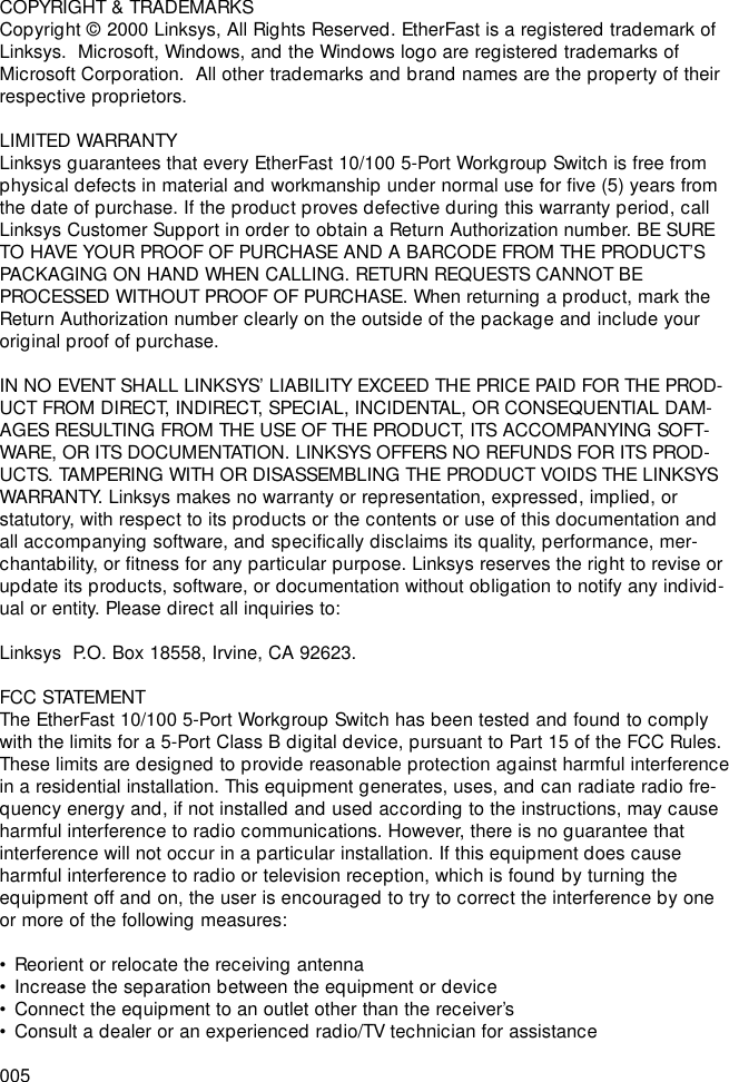 Page 2 of 9 - Linksys Linksys-Ezxs55W-V2-Users-Manual- Ezxs55 V2 Linksys-ezxs55w-v2-users-manual