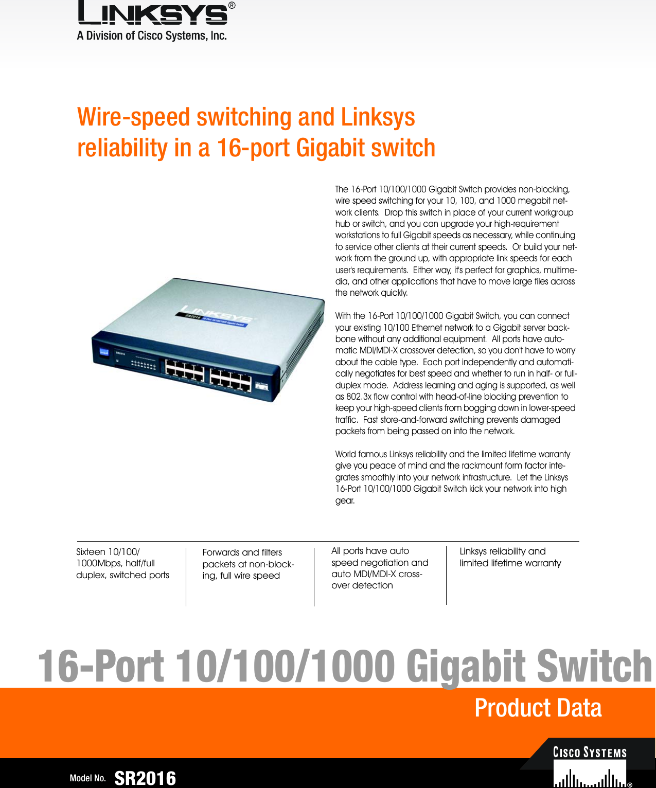 Page 1 of 2 - Linksys Linksys--Sr2016-Users-Manual- Sr2016-ds-Rev_NC  Linksys--sr2016-users-manual