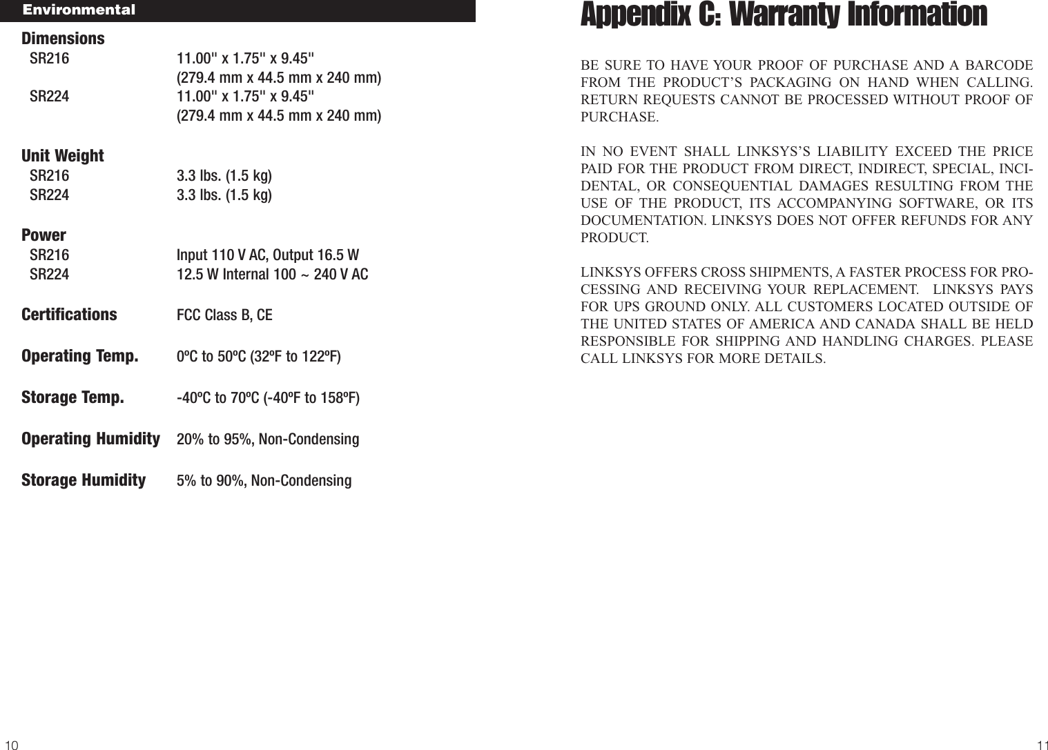 Page 8 of 9 - Linksys Linksys--Sr216-Users-Manual- SR216_224-UG-Rev_NC  Linksys--sr216-users-manual