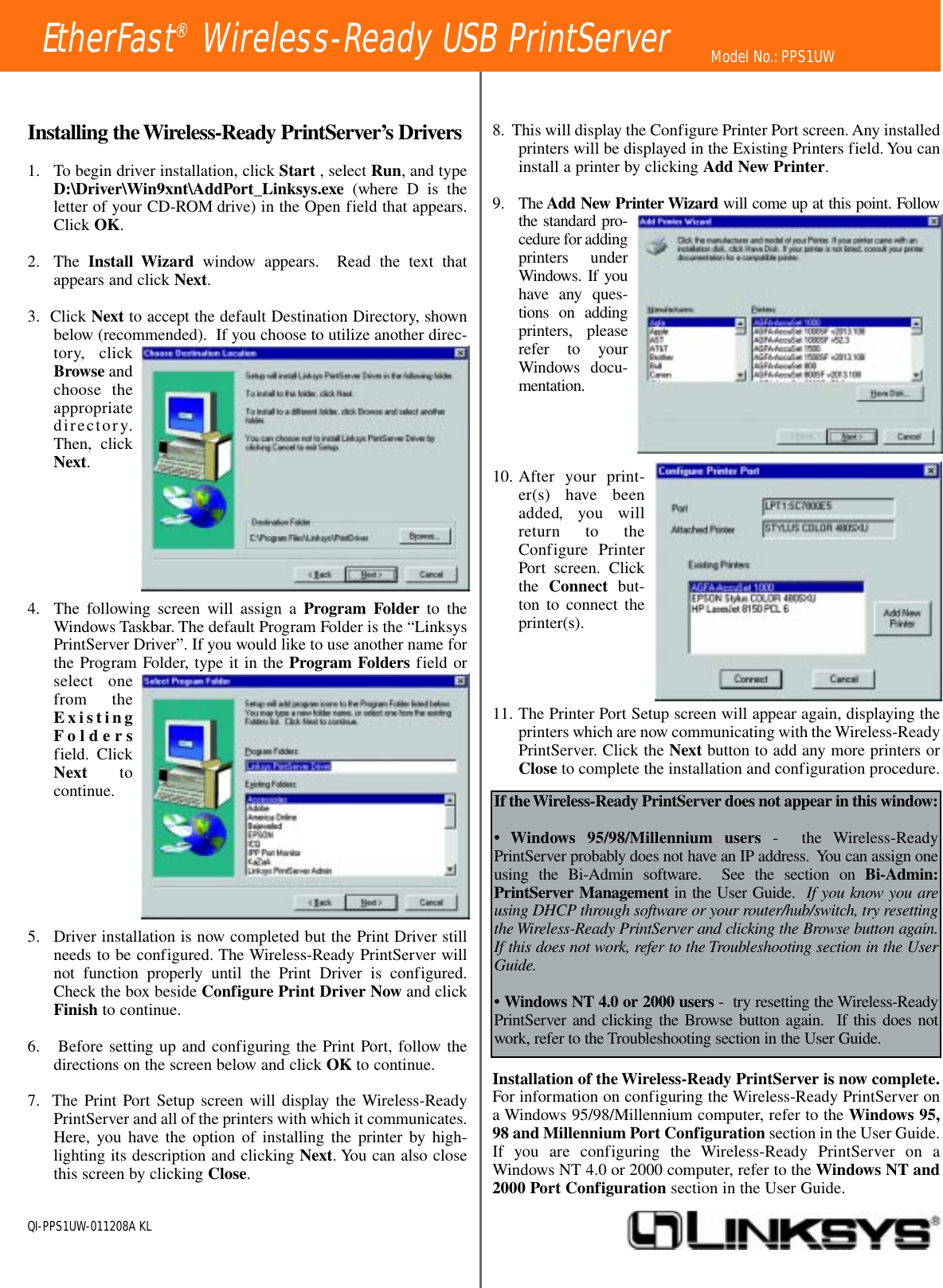 Page 2 of 2 - Linksys Linksys-Pps1Uw-Quick-Start-Guide Pps1uw Quick Install