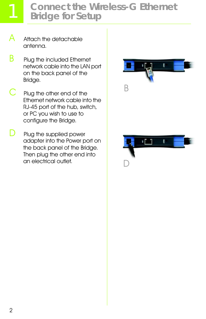 Page 2 of 8 - Linksys Linksys-Wet54G-Quick-Start-Guide WET54G-UK-EU-LA_V2-QIG-Rev_NC