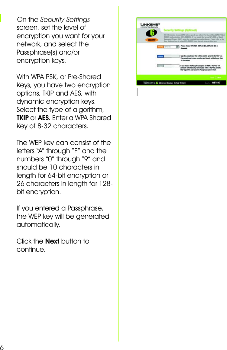 Page 6 of 8 - Linksys Linksys-Wet54G-Quick-Start-Guide WET54G-UK-EU-LA_V2-QIG-Rev_NC