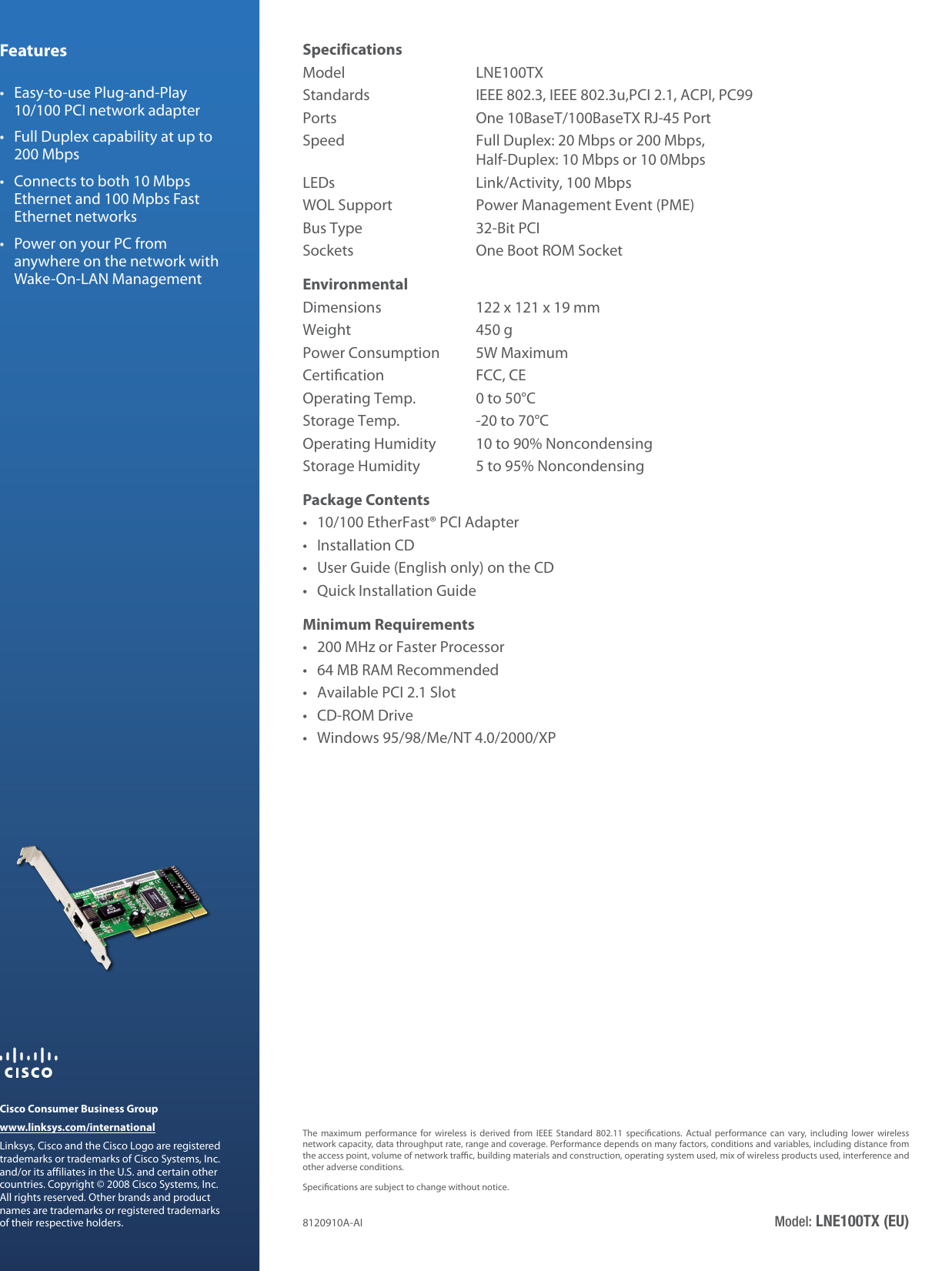 Page 2 of 2 - LNE100TX Datasheet  LNE100TX-EU V10 DS A