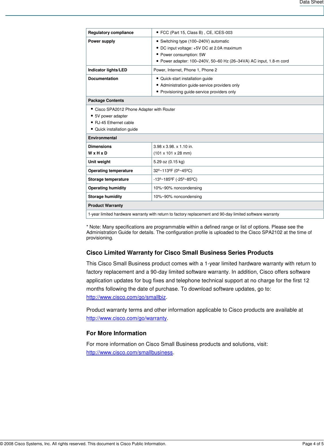 Page 4 of 5 - Linksys SPA2102 Cisco Phone Adapter With Router User Manual  To The 0e207a10-bc90-4660-b396-558b9a46b395