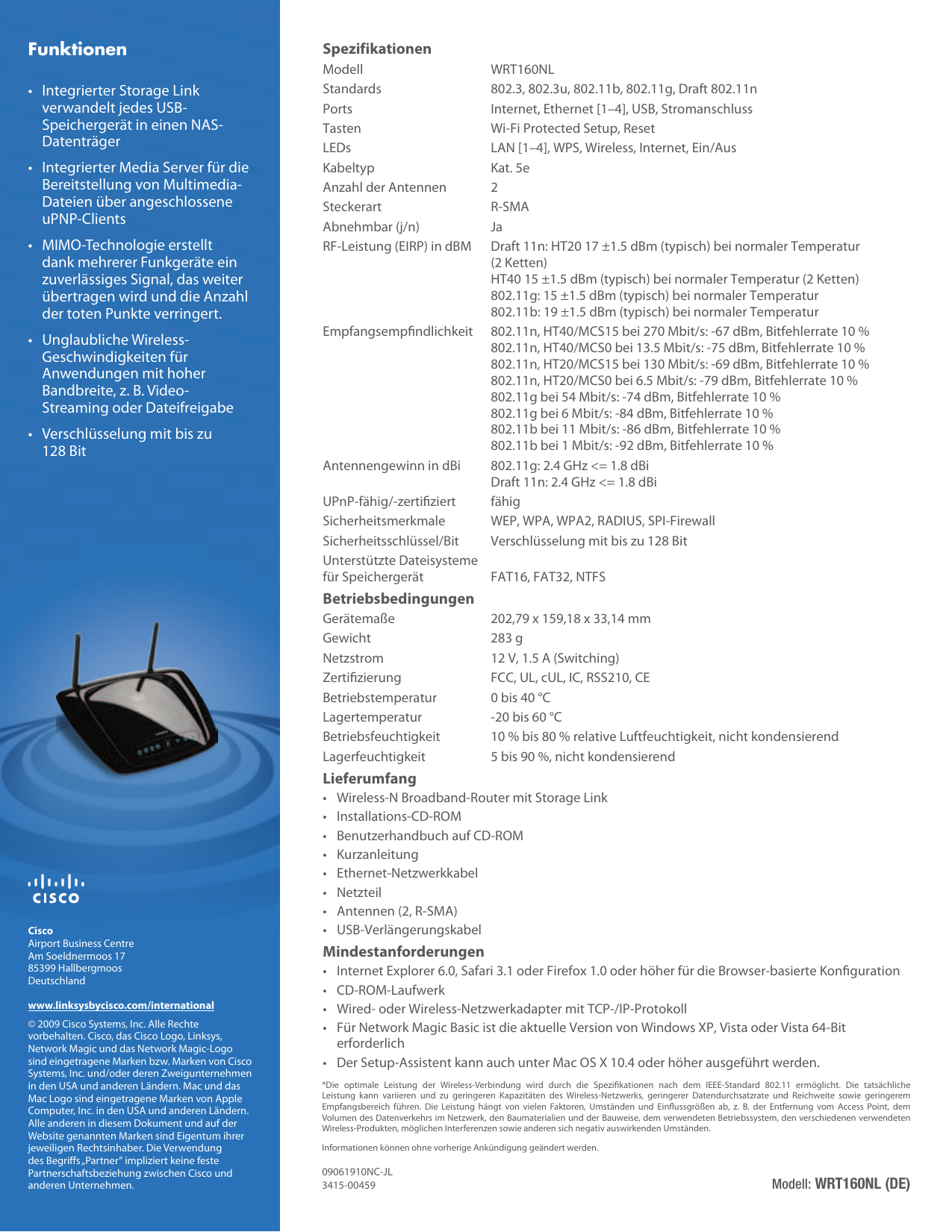 Page 2 of 2 - WRT160NL Datasheet WRT160NL-DE V10 DS NC-WEB