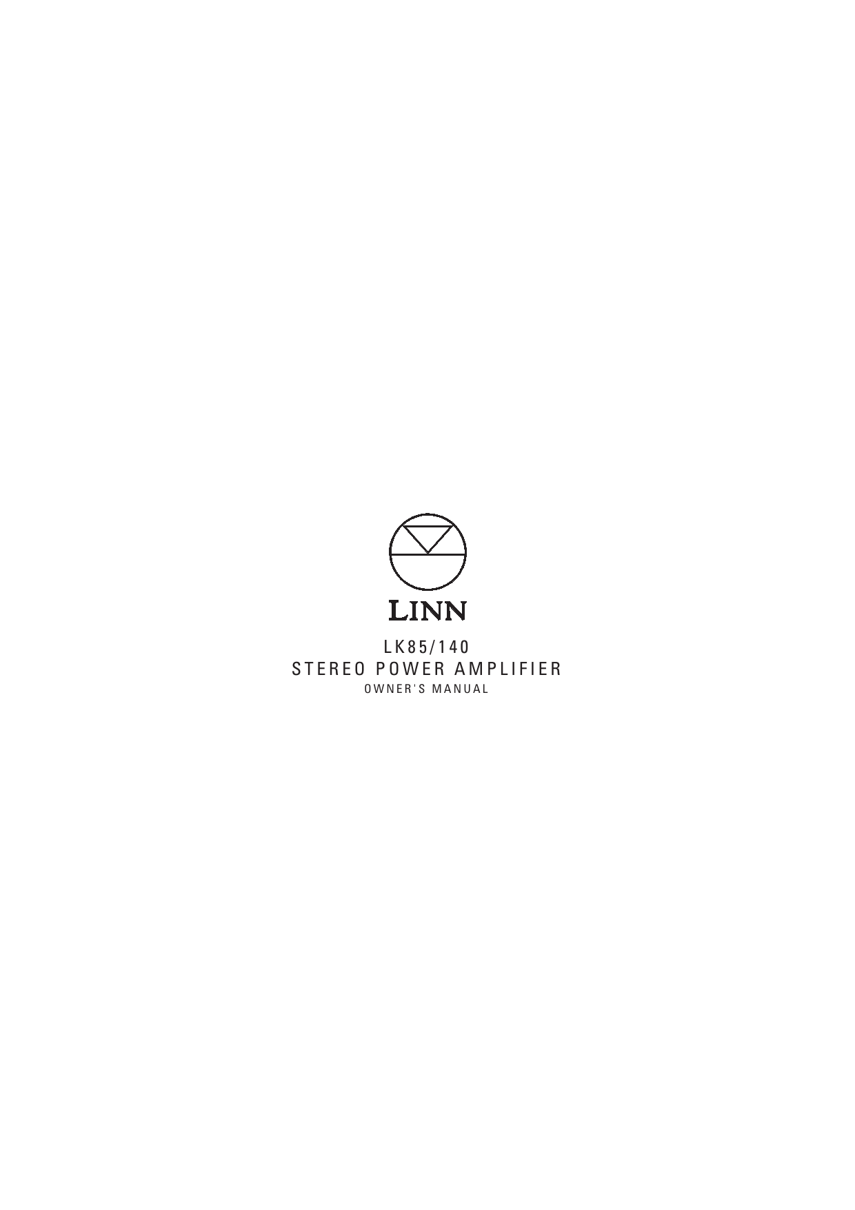 Linn Lk140 Users Manual LK85/140 ENGLISH