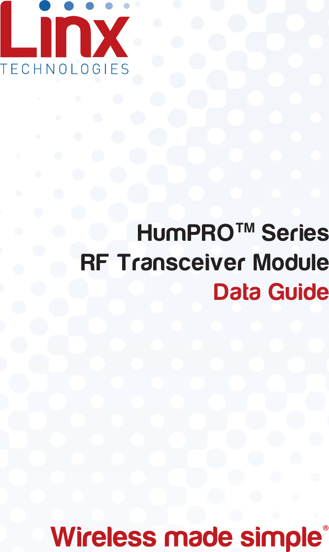 HumPROTM SeriesRF Transceiver Module   Data Guide