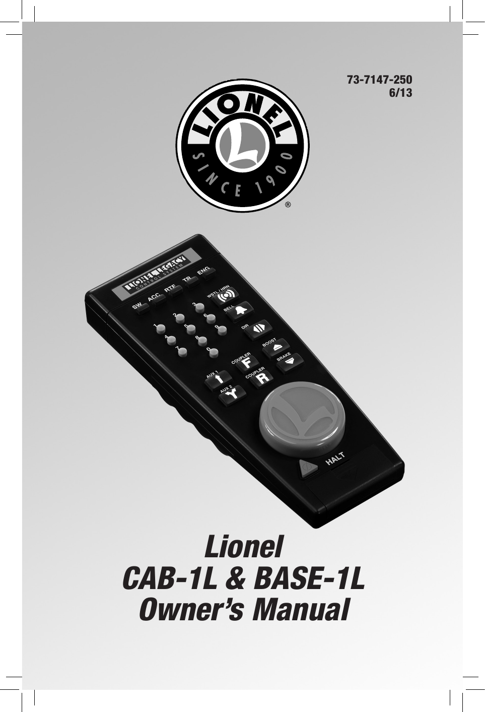 LionelCAB-1L &amp; BASE-1L Owner’s Manual73-7147-2506/13 