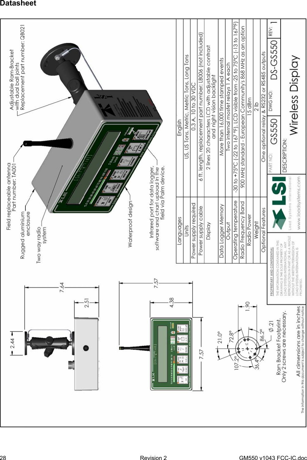 28  Revision 2   GM550 v1043 FCC-IC.doc Datasheet   