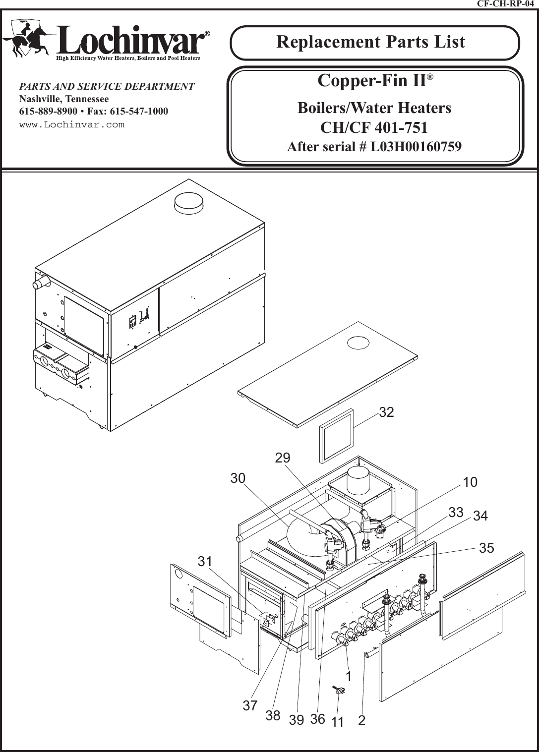 Page 1 of 4 - Lochinvar Lochinvar-Copper-Fin-Ii-Cf-401-751-Users-Manual- CF-CH-RP-04  Lochinvar-copper-fin-ii-cf-401-751-users-manual