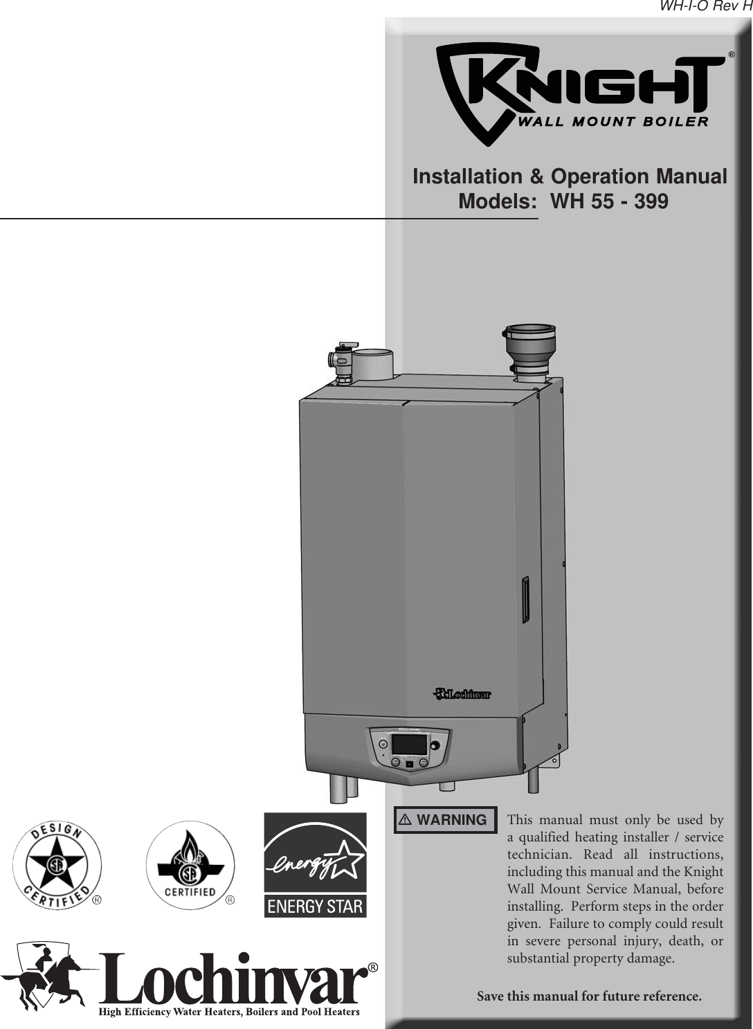 Lochinvar Wall Mount Boiler Wh 55 399 Users Manual I O Rev H