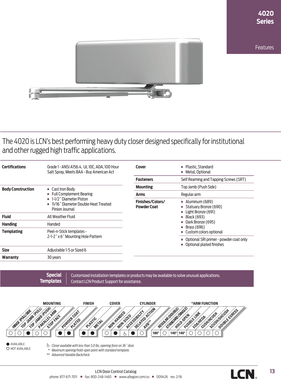 Page 2 of 5 - Locks  4020 Series For Push Side Mounting