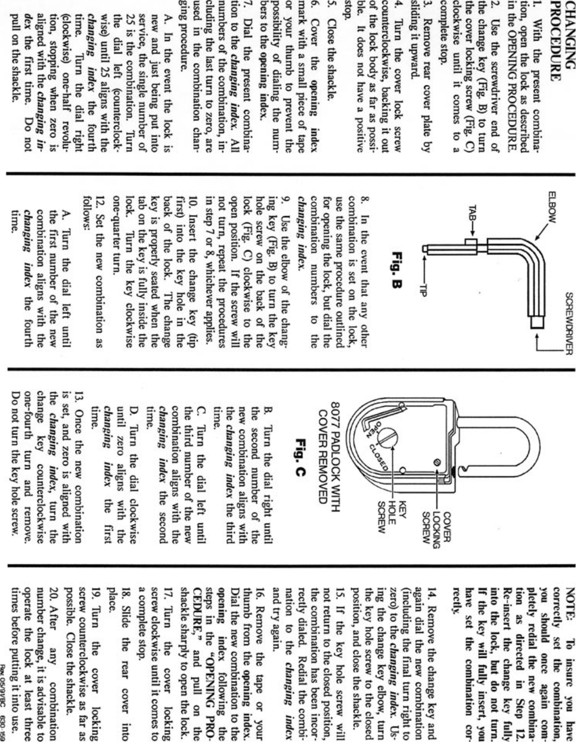 Page 2 of 4 - Locks  8077A, 8077AB, 8077AC, 8077D Padlock Instructions 630-159 630-278 8077 Pad