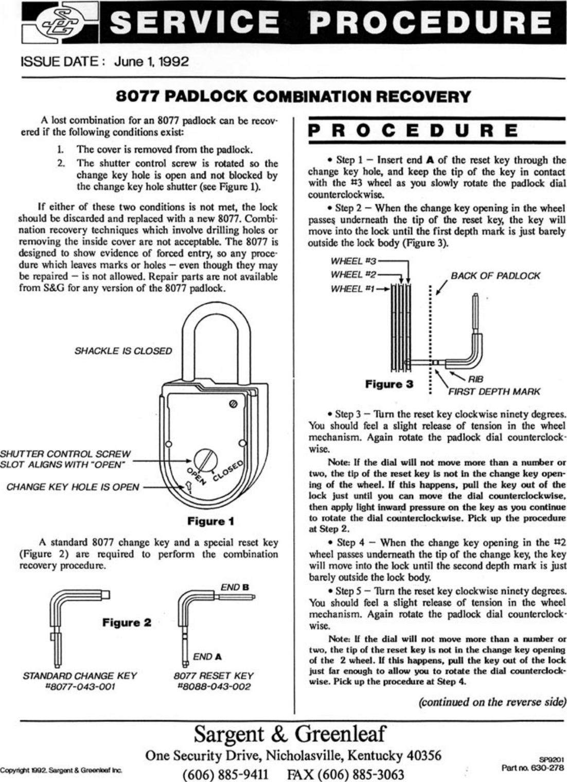 Page 3 of 4 - Locks  8077A, 8077AB, 8077AC, 8077D Padlock Instructions 630-159 630-278 8077 Pad