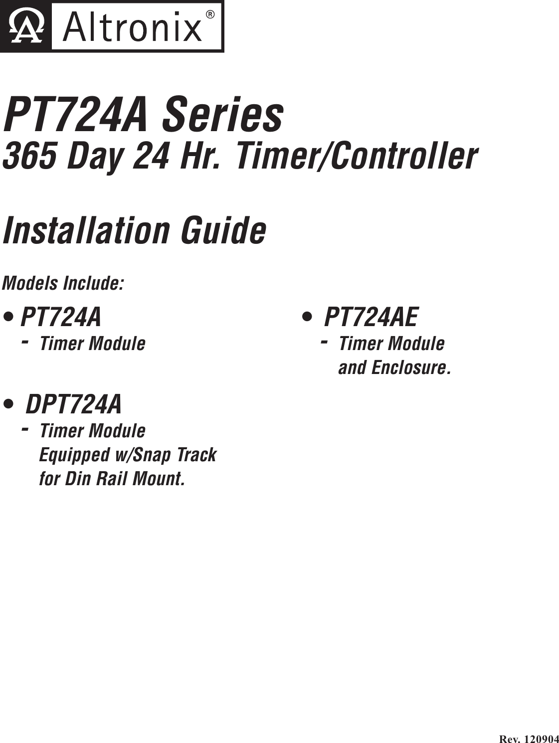 Page 1 of 8 - Locks  Altronix PT724A Time Controller Installation Guide Altronix-PT724A-Timer-Controller-Installation-Guide