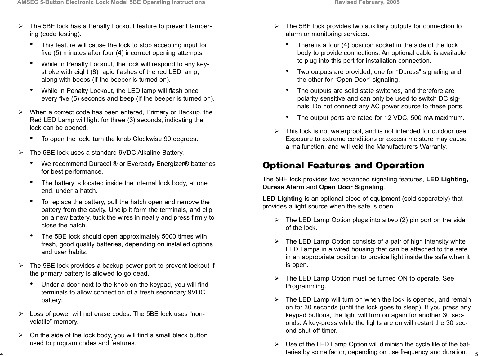 Page 4 of 4 - Locks 5BE_Op_Inst.qxp 5BE Gun Safe Instructions Amsec