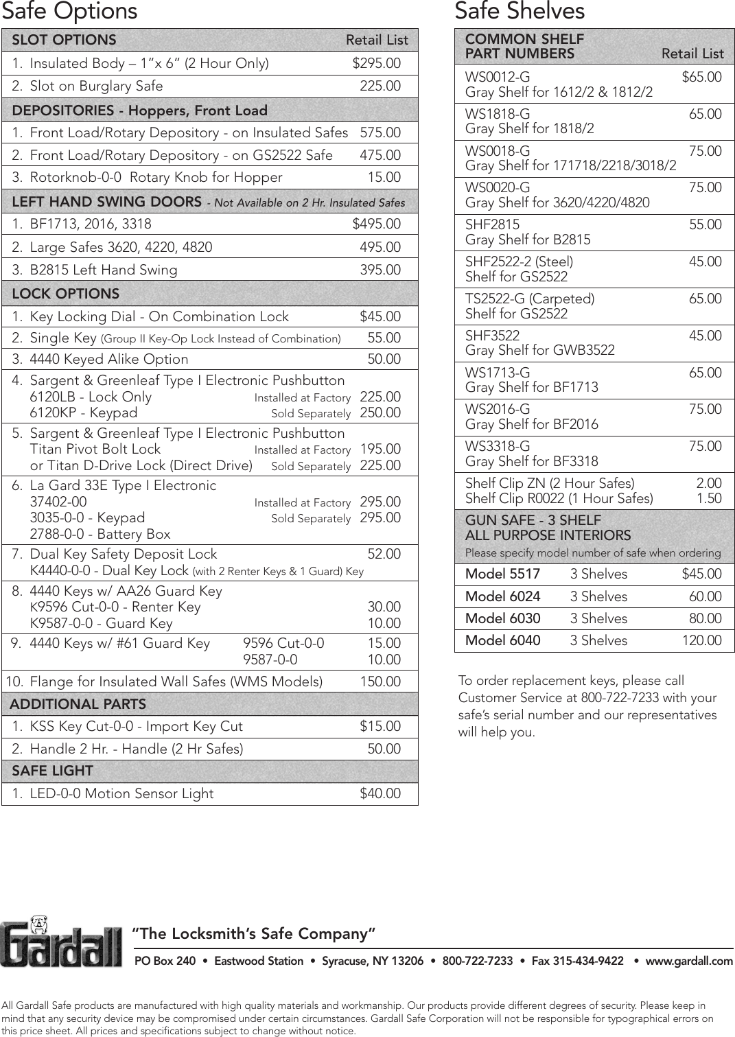 Page 8 of 8 - Locks Price List 2006 October 1, 2015 Ga-10-1-2015