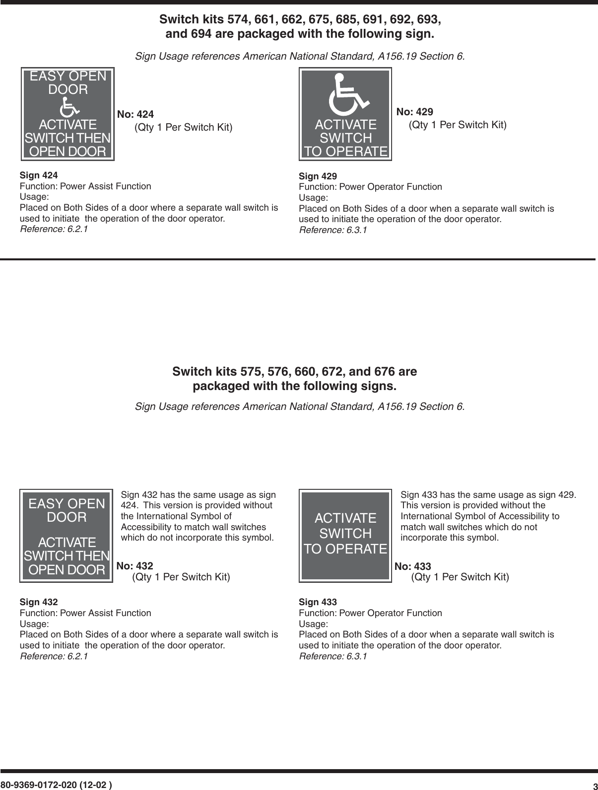 Page 3 of 4 - Locks 80-9369-0172-020 (01-09) Accessory Signage Instructions Inst-signage