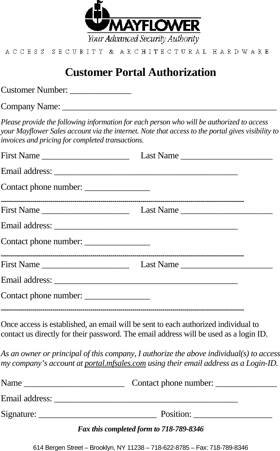 Page 1 of 1 - Locks - Portal Access Form Customer Authorization Portal-access-form