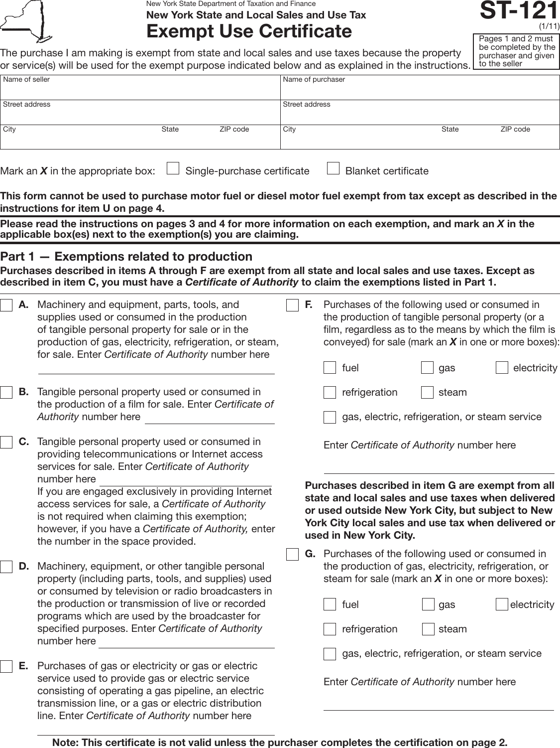 Page 1 of 4 - Locks Form ST-121 Exempt Use