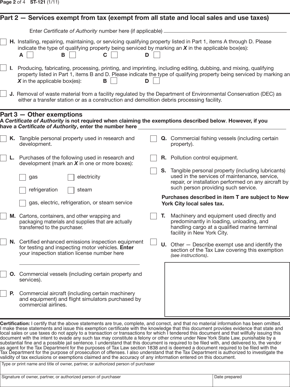 Page 2 of 4 - Locks Form ST-121 Exempt Use