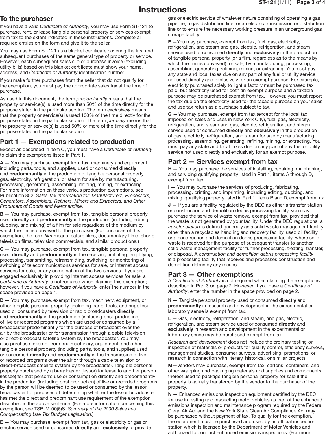 Page 3 of 4 - Locks Form ST-121 Exempt Use