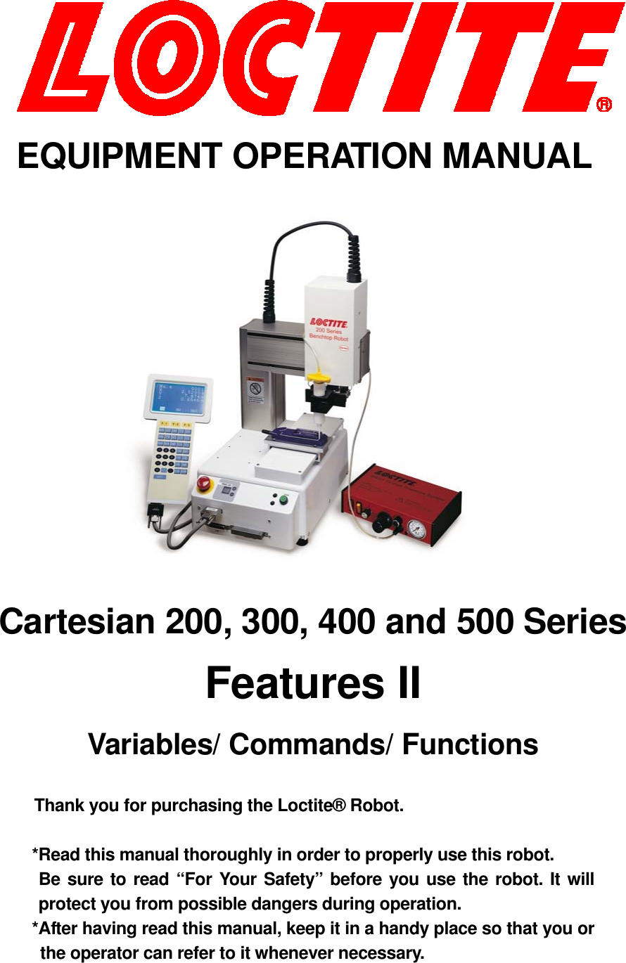 Loctite Cartesian 200 Users Manual サーボスカラ、新卓上共用