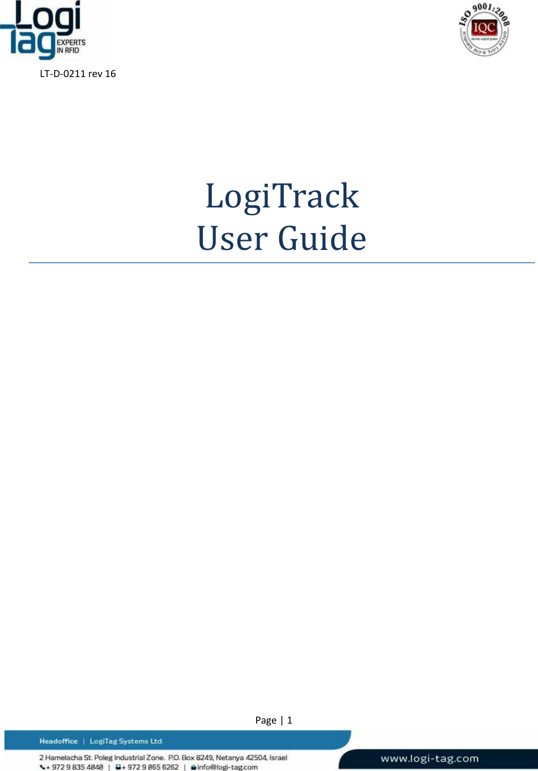 LT‐D‐0211rev16Page|1LogiTrackUserGuide