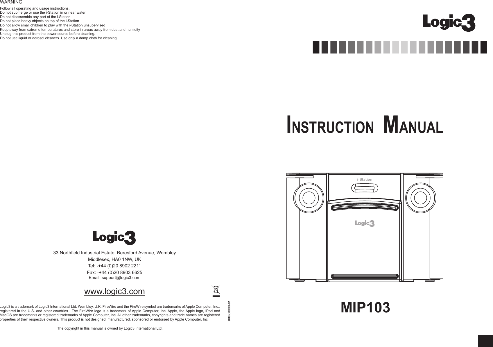 Page 1 of 8 - Logic-3 Logic-3-Logic-3-Speaker-Logic3-Users-Manual- MIP103 Manual-060404  Logic-3-logic-3-speaker-logic3-users-manual