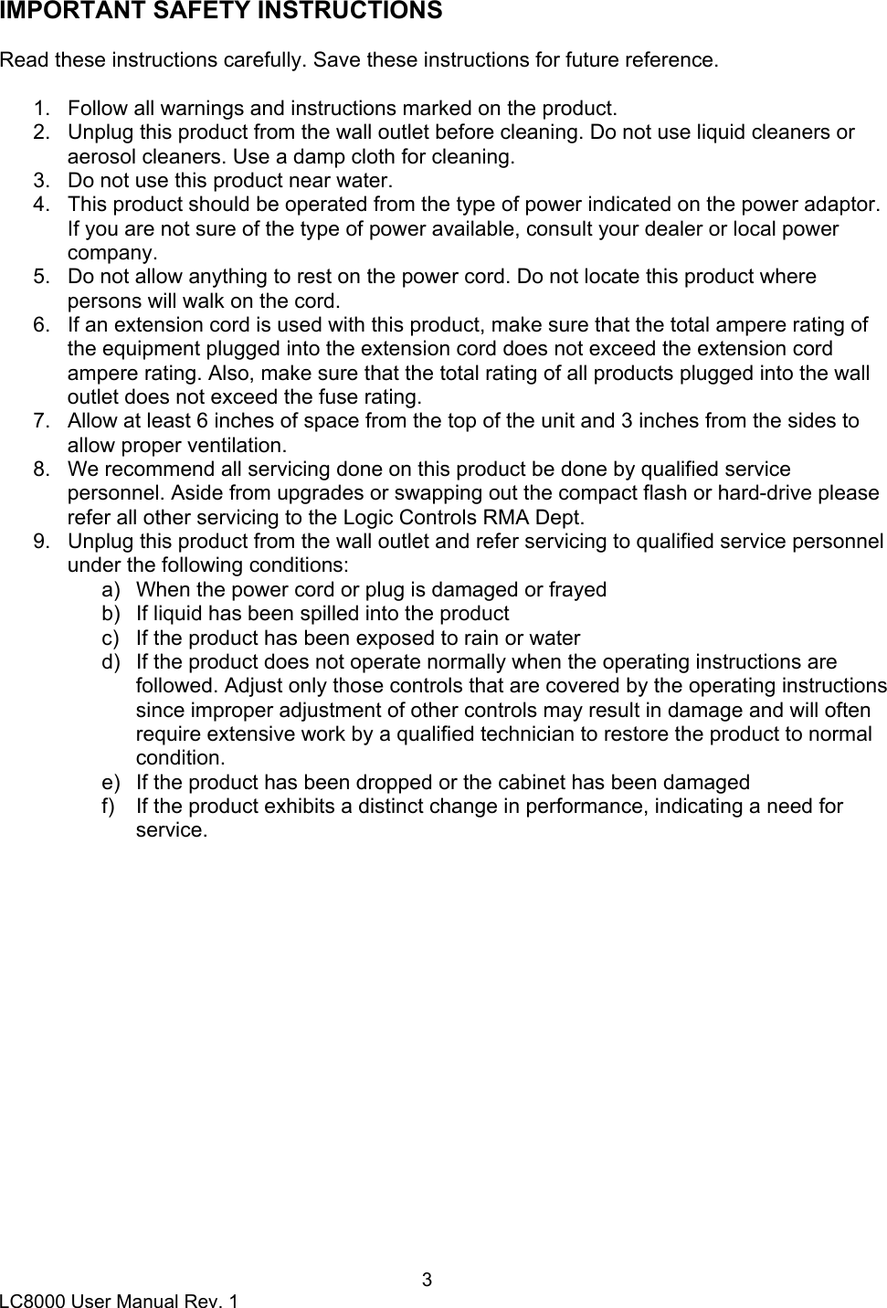 Page 3 of 11 - Logic-Controls Logic-Controls-Lc8000-Users-Manual LC8000 User Manual