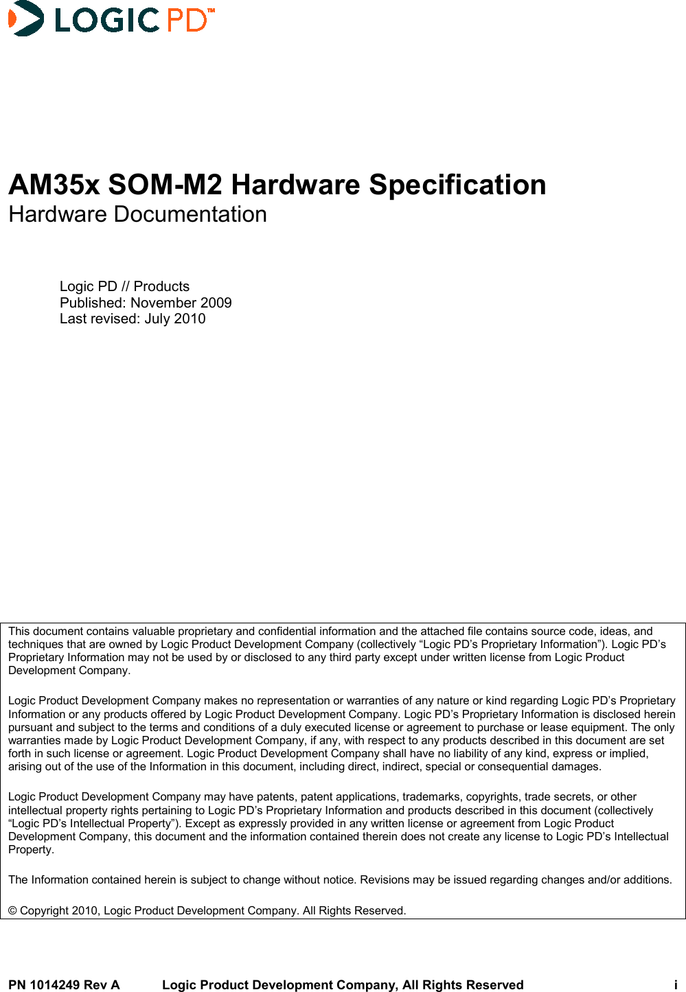 Logic PD 1016323 AM3x SOMM2 User Manual 1