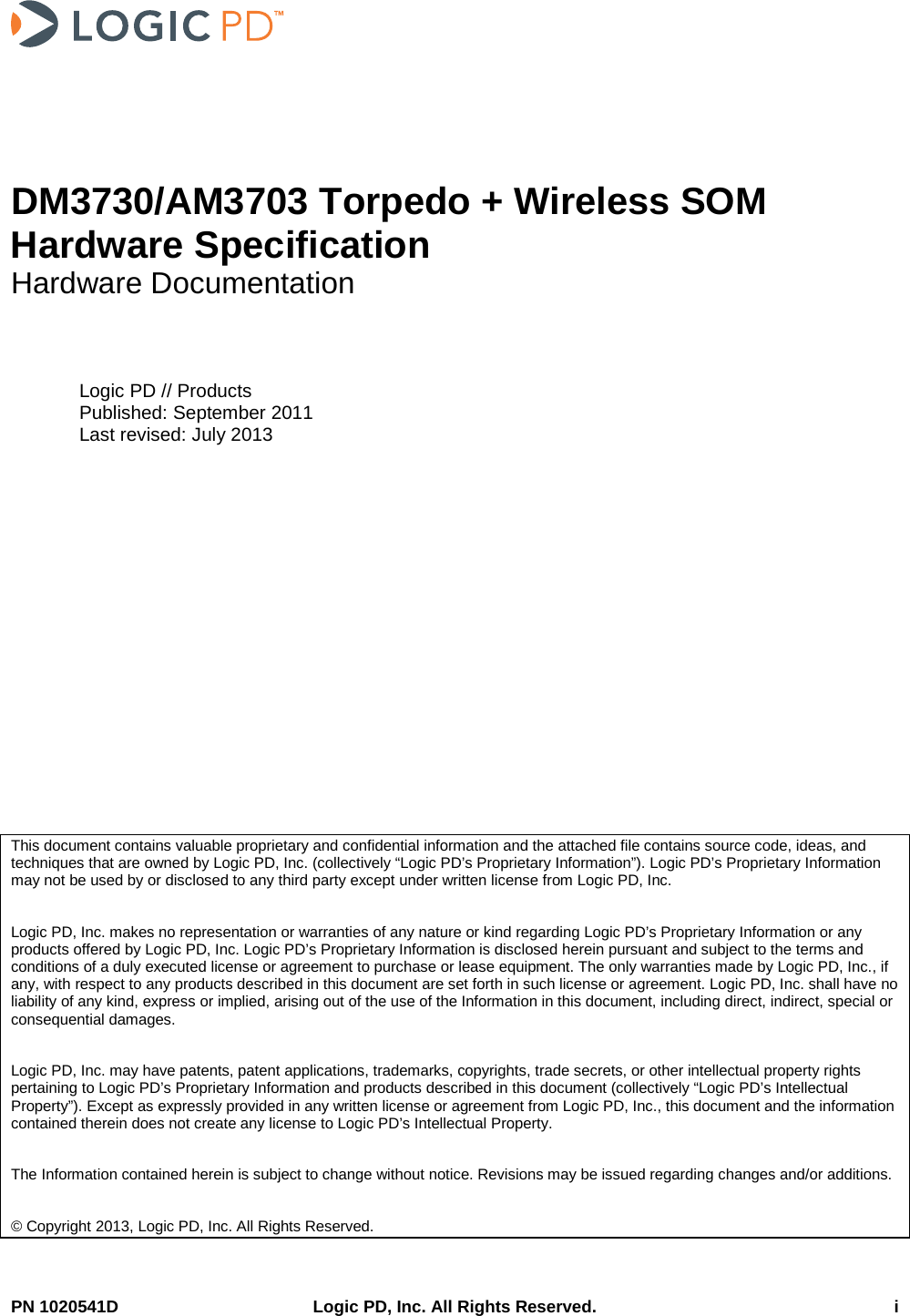 Logic PD 1024119 37x Torpedo + Wireless SOM-31 User Manual