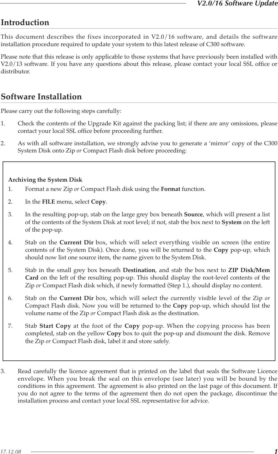 Page 3 of 6 - 82S6QC306CG  C300 Software Install Notes