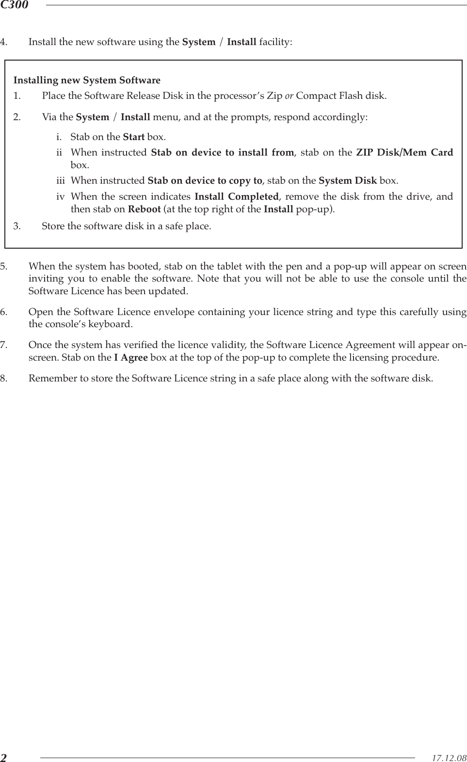 Page 4 of 6 - 82S6QC306CG  C300 Software Install Notes