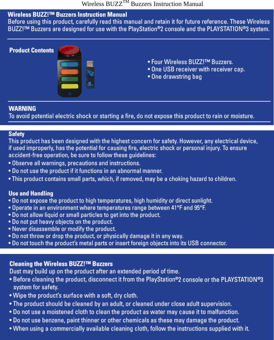 Wireless BUZZTM Buzzers Instruction Manual   