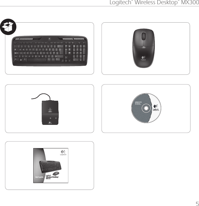 5Logitech® Wireless Desktop® MX300XXXMPHJUFDIDPNU s e r ’ s   g u i d e  Lo g it e c h ®W i r e l e s s   D e s k t o p®M K 3 0 0