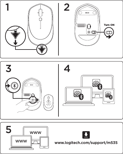 1352M535M535M535Turn ONwww.logitech.com/support/m5354wwwwww