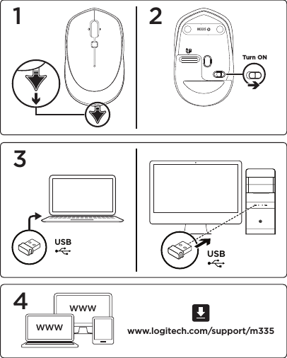 M3351342USBTurn ONUSBwww.logitech.com/support/m335wwwwww