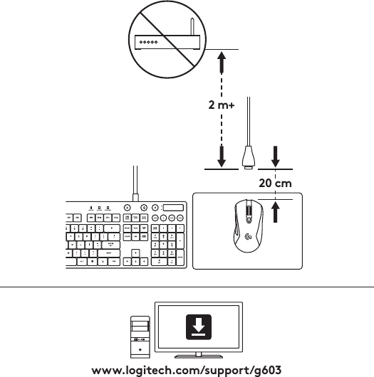 2 m+20 cmwww.logitech.com/support/g603